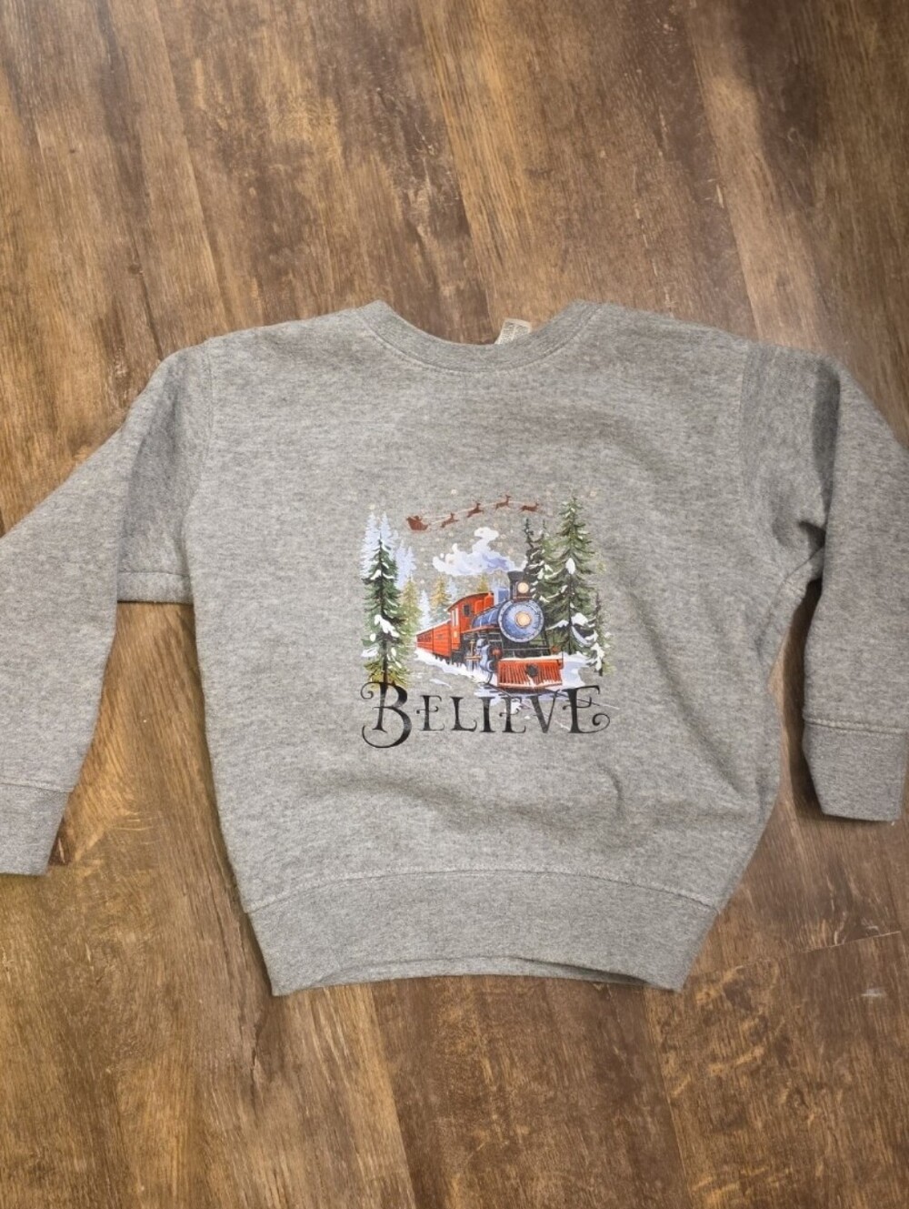 Small Shop 4t Christmas Santa Polar Express 'Believe' Train Graphic Sweatshirt
